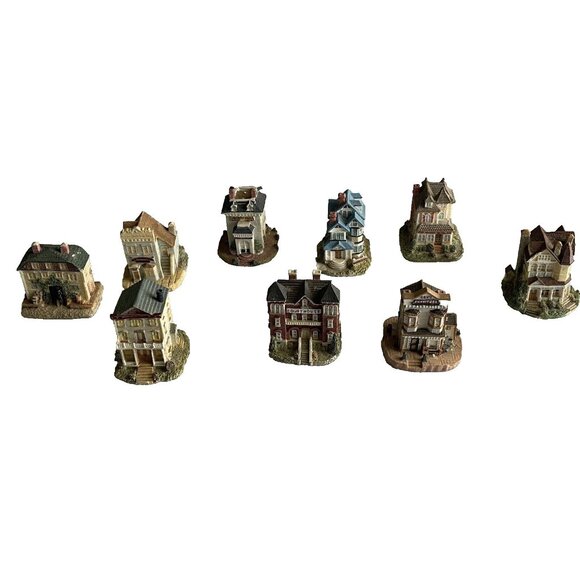 Liberty Falls American Collection Lot Of 9 Mini Christmas Village Houses 90s - Picture 1 of 12